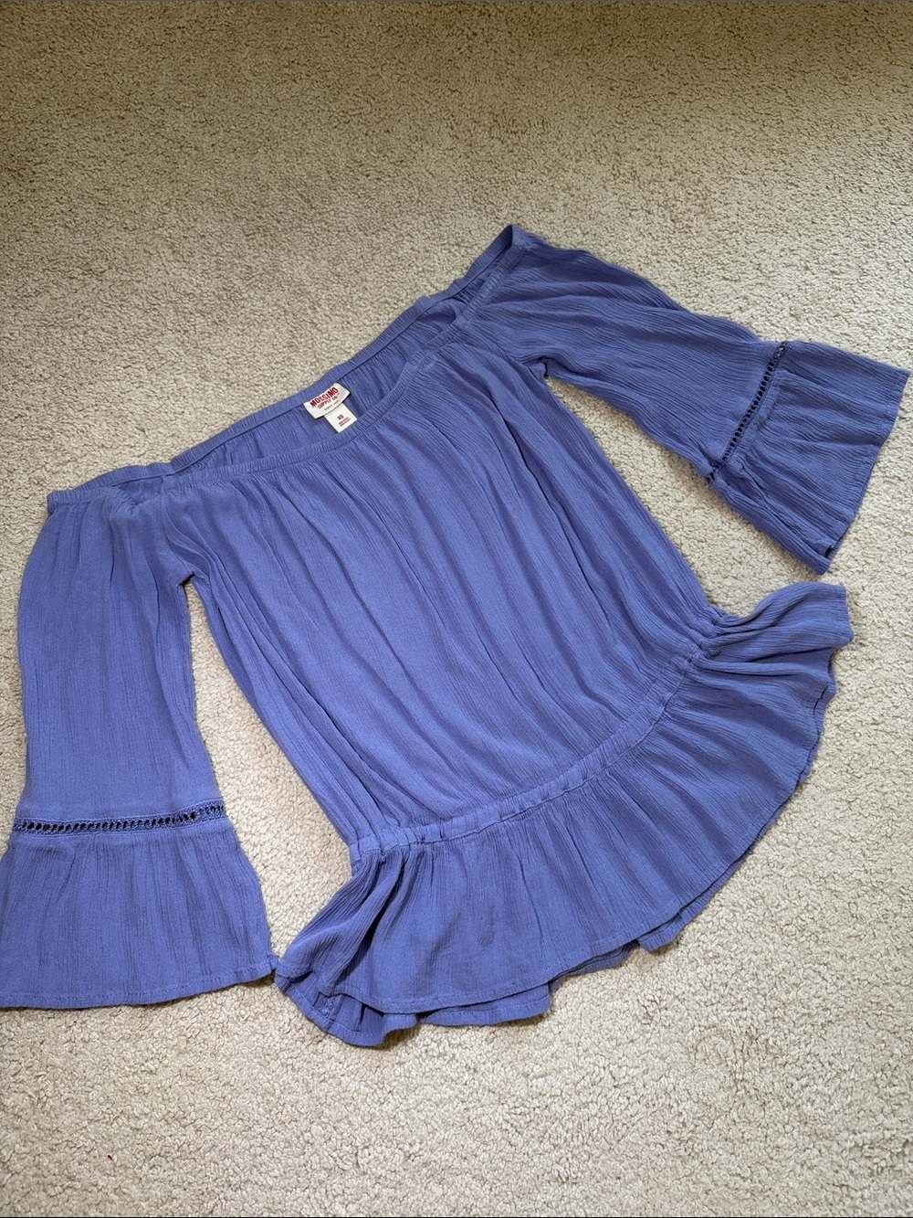 Mossimo Supply Co. Women's Off-Shoulder Bell Sleeve Tunic - Periwinkle Blue
